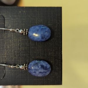 Blue stone sterling silver earrings
